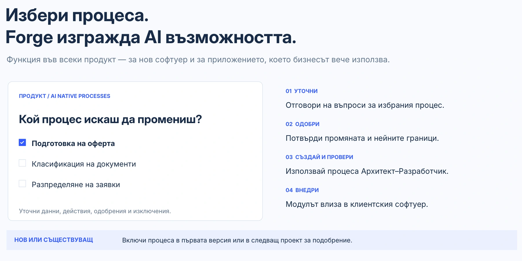 Избери процеса. Изгради възможността.